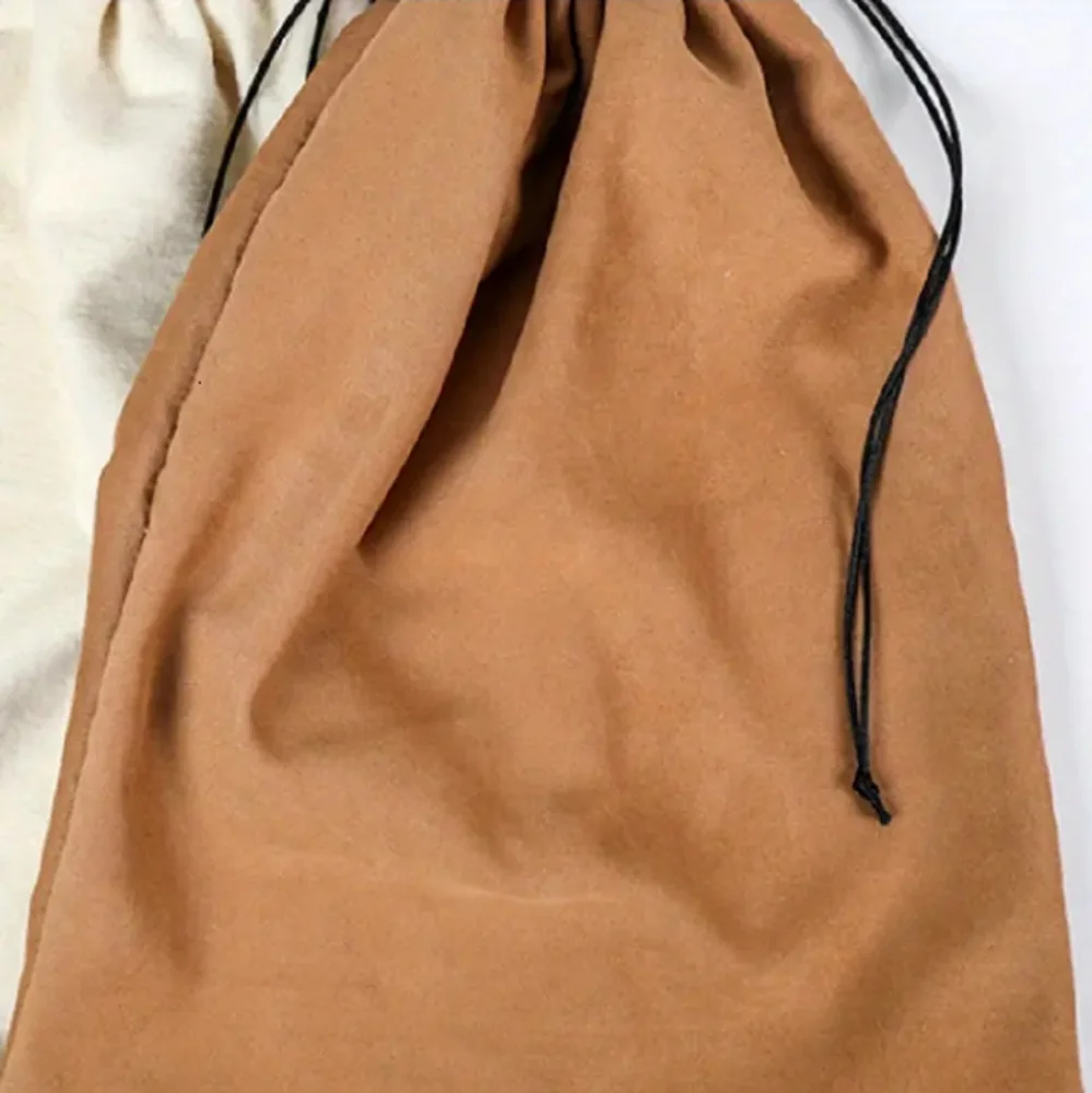 Small Purse Protector Suede Brown Drawstring Dustbag
